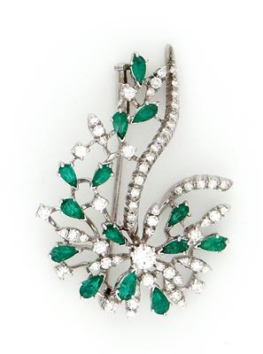 Smaragd/Brillantbrosche - Kunst, Antiquitäten und Juwelen