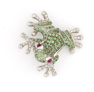 Brillantbrosche FROSCH - Möbel, Schmuck, Glas und Porzellan