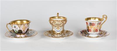 3 Kaffeetassen mit Untertassen aus der BiedermeierZeit um 1830/40 - Arte, antiquariato e gioielli