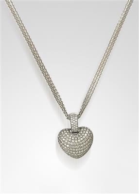 Brillant-Herzanhänger an dreireihiger Halskette - Kunst, Antiquitäten und Juwelen