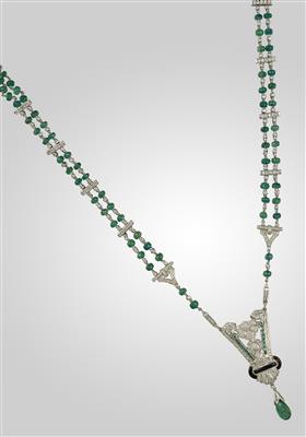 Brillant/Smaragdcollier - Art, antiques and jewellery