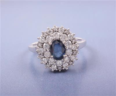 Brillant/Saphirring zus. ca. 1 ct - Uhren und Schmuck