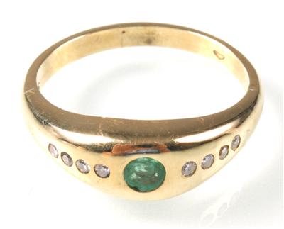 Smaragd Diamant Damenring - Kunst, Antiquitäten und Schmuck