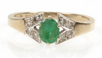 Smaragd Diamant Damenring - Antiques, art and jewellery