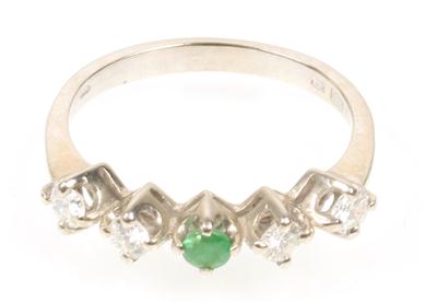 Smaragd Brillant Damenring - Um?ní, starožitnosti, šperky