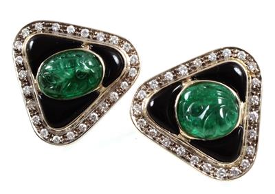 Brillant Smaragdohrclips - Um?ní, starožitnosti, šperky