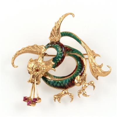 Brosche Drache - Antiques, art and jewellery