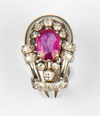 Brillantring mit unbehandeltem Rubin ca. 1,60 ct - Kunst, Antiquitäten und Schmuck online auction