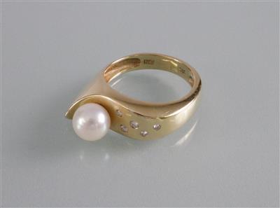Brillant-Kulturperlen (Damen) ring - Umění, starožitnosti a šperky