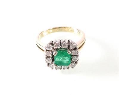 Brillant Smaragd (Damen) ring - Art, antiques and jewellery