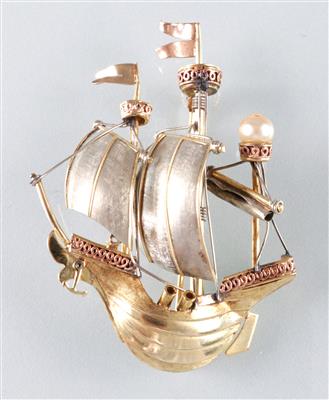 Brosche "Segelboot" - Umění, starožitnosti a šperky