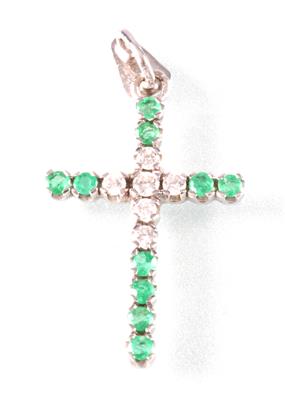 Smaragd Brillant Kreuz - Kunst, Antiquitäten und Schmuck