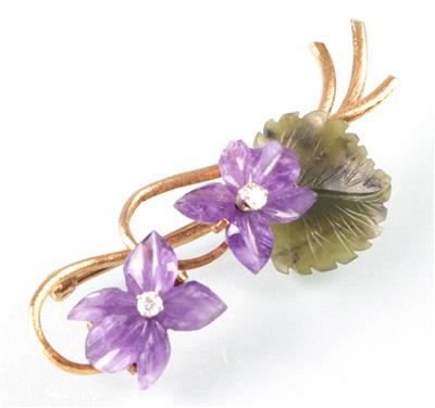 Blütenbrosche "Veilchen" - Umění, starožitnosti a šperky