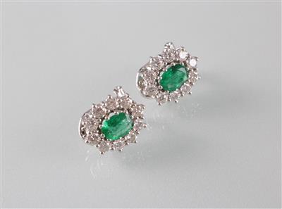 Brillant Smaragd Ohrclipse - Kunst, Antiquitäten und Schmuck