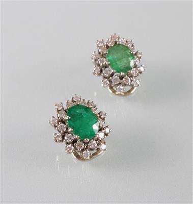 Brillant Smaragd Ohrclipse - Umění, starožitnosti a šperky
