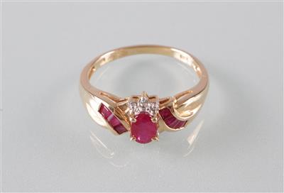 Rubin Diamant Ring - Art, antiques and jewellery