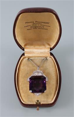 Amethyst Diamantanhänger an Ankerhalskette - Arte, antiquariato e gioielli