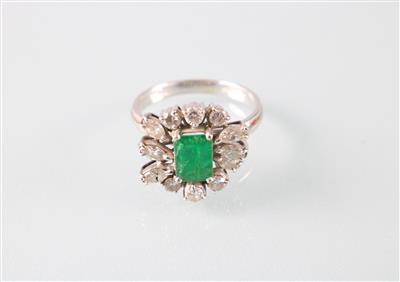 Brillant Smaragd (Damen) ring - Art, antiques and jewellery