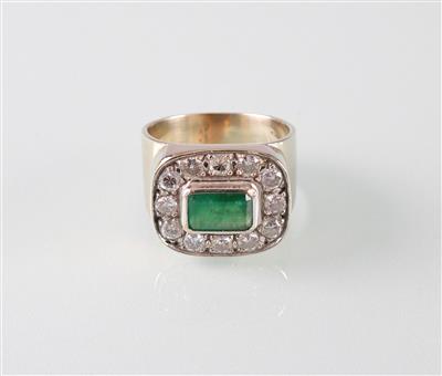 Smaragd Brillant Ring zus. ca.1,20 ct - Umění, starožitnosti a šperky