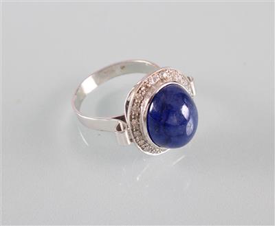 Saphir Diamantring zus. ca. 0,30 ct - Art, antiques and jewellery