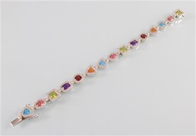 Schmucksteinarmband mit Brillanten zus. ca.2,40 ct - Arte, antiquariato e gioielli