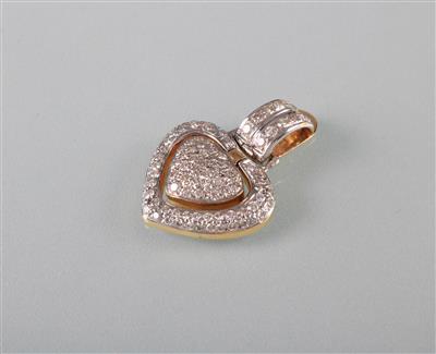 Brillantanhänger Herz zus. ca.1,20 ct - Art, antiques and jewellery