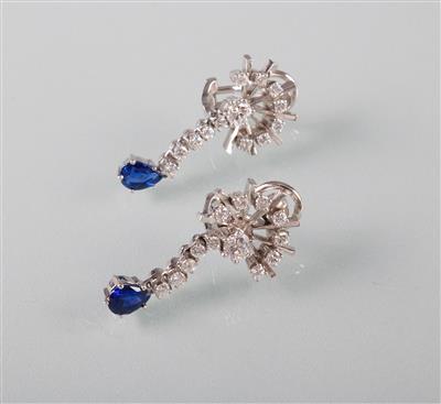 Saphir Brillantohrgehänge zus. ca.1,30 ct - Art, antiques and jewellery