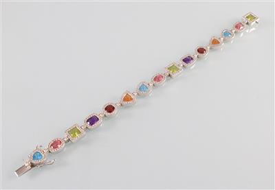 Schmucksteinarmband mit Brillanten zus. ca.2,40 ct - Kunst, Antiquitäten und Schmuck