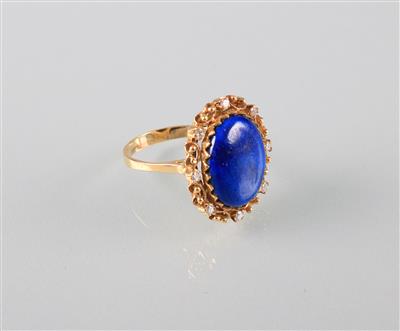 Lapislazuli Brillantring zus. ca. 0,24 ct - Antiques, art and jewellery