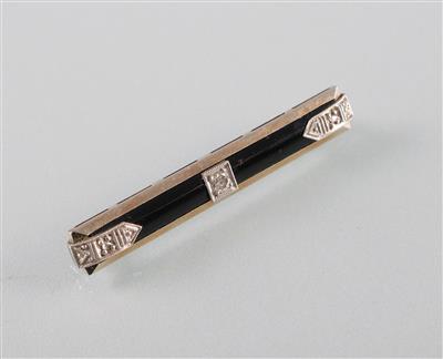 Onyx Diamant Stabbrosche zus. ca. 0,10 ct - Umění, starožitnosti, šperky