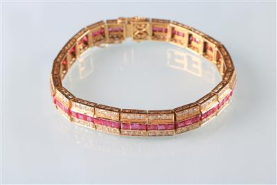 Rubin Brillantarmband zus. ca.3,5 ct - Umění, starožitnosti, šperky