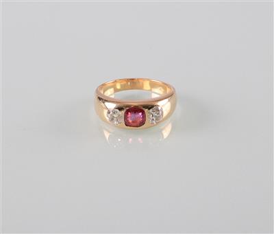 Rubin Diamantring zus. ca. 0,90 ct - Kunst, Antiquitäten und Schmuck