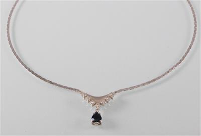 Saphir Diamant Collier ca. 0,07 ct - Antiques, art and jewellery
