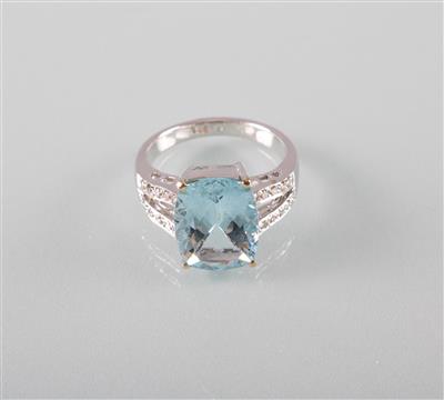 Aquamarin Brillantring zus. ca.0,40 ct - Arte, antiquariato e gioielli