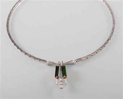 Turmalin Brillantcollier zus. ca. 0,30 ct - Umění, starožitnosti, šperky