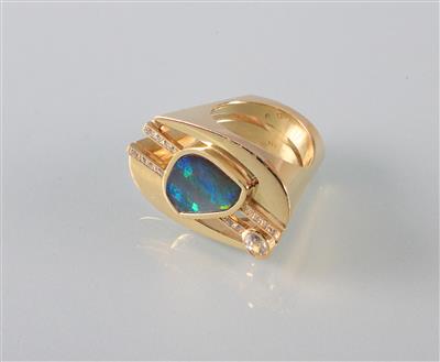 Opaldubletten Brillantring zus. ca. 0,15 ct mit Sahir - Kunst, Antiquitäten und Schmuck