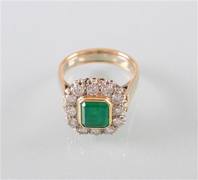 Smaragd Brillantring ca.1 ct - Antiques, art and jewellery