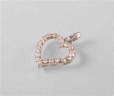 Diamant Herzanhänger zus. ca. 0,65 ct - Antiques, art and jewellery
