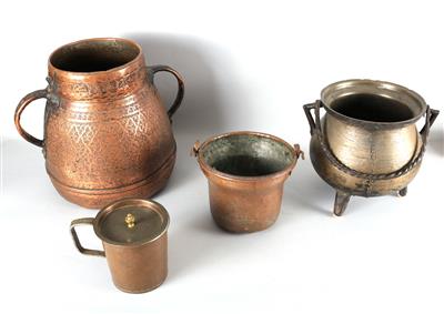 Glockenspeise,3 Kupfergefäße - Kunst, Antiquitäten und Schmuck