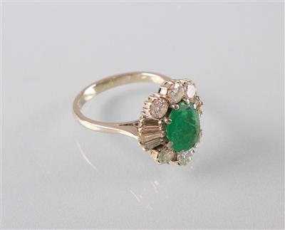 Smaragd Brillant Diamantring zus. ca.1,35 ct - Arte, antiquariato e gioielli