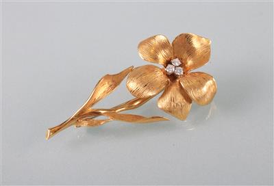 Brillant Blütenbrosche zus. ca. 0,24 ct - Umění, starožitnosti, šperky