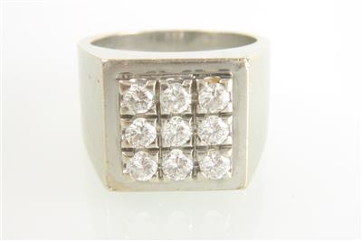 Brillant Herrenring zus. 1,19 ct (grav.) - Arte, antiquariato e gioielli