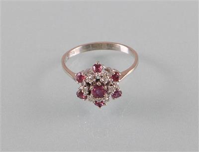 Rubin Diamantring zus. ca. 0,09 ct - Kunst, Antiquitäten und Schmuck