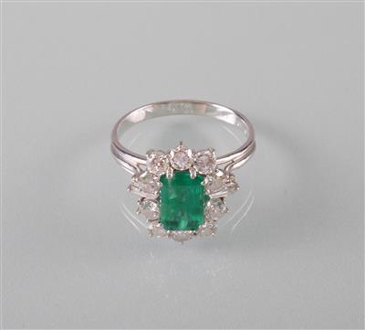 Smaragd Diamant Brillantring zus. ca. 1,75 ct - Arte, antiquariato e gioielli