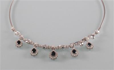 Saphir Brillantcollier zus. ca.3 ct - Arte, antiquariato e gioielli