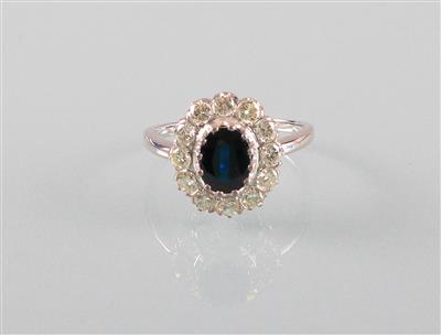 Saphir Brillantring zus. ca.0,80 ct - Antiques, art and jewellery