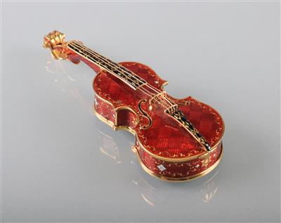 Miniaturvioline mit Uhr und Medaillon - Arte, antiquariato e gioielli