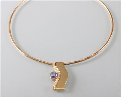 Saphir Brillant Collier zus. ca.0,50 ct - Jewellery