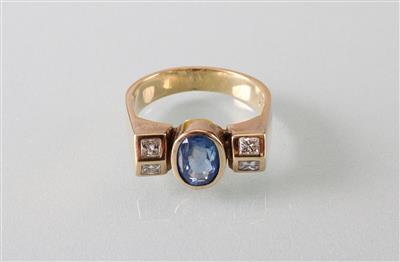 Saphir Diamantring ca.0,40 ct - Antiques, art and jewellery