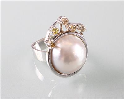 Mabekulturperlen Brillant Ring zus. ca.0,70 ct - Jewellery
